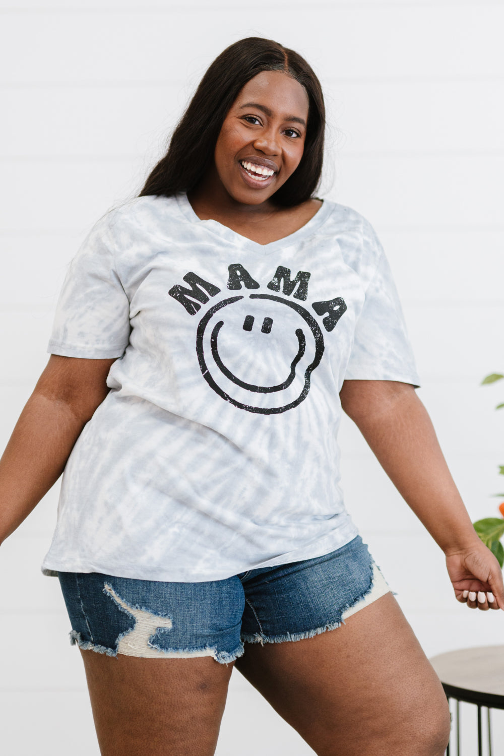 Sew In Love MAMA Smile Graphic Full Size Tie-Dye Tee Shirt