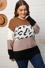 Load image into Gallery viewer, Plus Size Leopard Color Block Sweater
