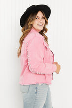 Load image into Gallery viewer, Andree by Unit Dripping in Pearls Full Size Embellished Denim Jacket
