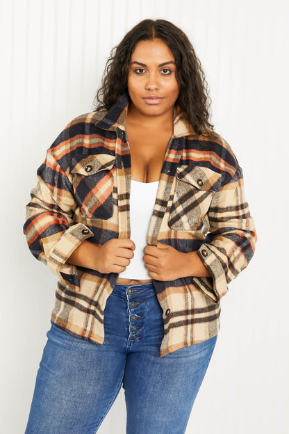 CY Fashion Crushing on Fall Full Size Plaid Shacket