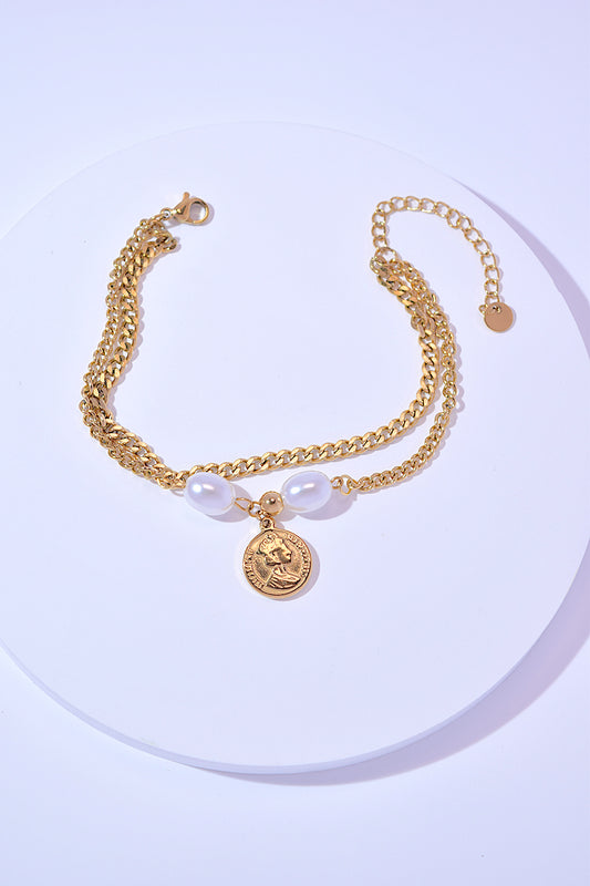 Double-Layered Coin Charm Bracelet