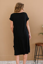 Load image into Gallery viewer, P &amp; Rose Plot Twist Full Size T-Shirt Dress with Pockets in Black
