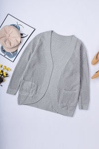 Open Front Curved Knit Cardigan Sweater