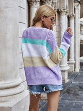 Load image into Gallery viewer, Striped Chunky Knit Long Sleeve Sweater
