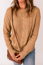 Load image into Gallery viewer, Mixed Knit Round Neck Sweater
