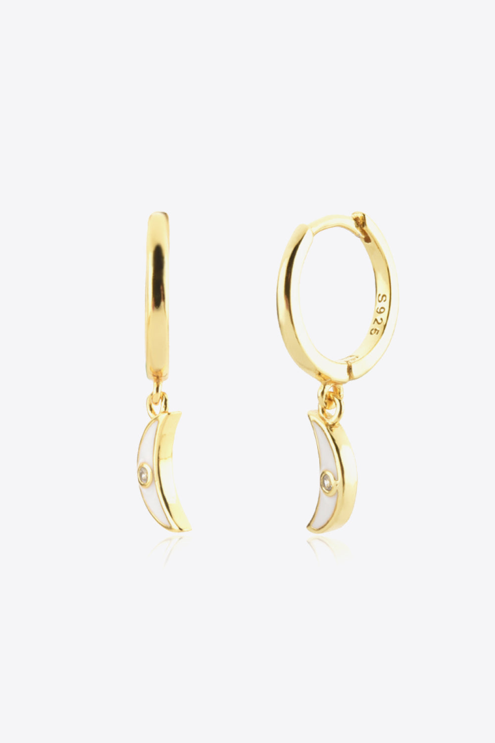 Zircon Moon Drop Huggie Earrings