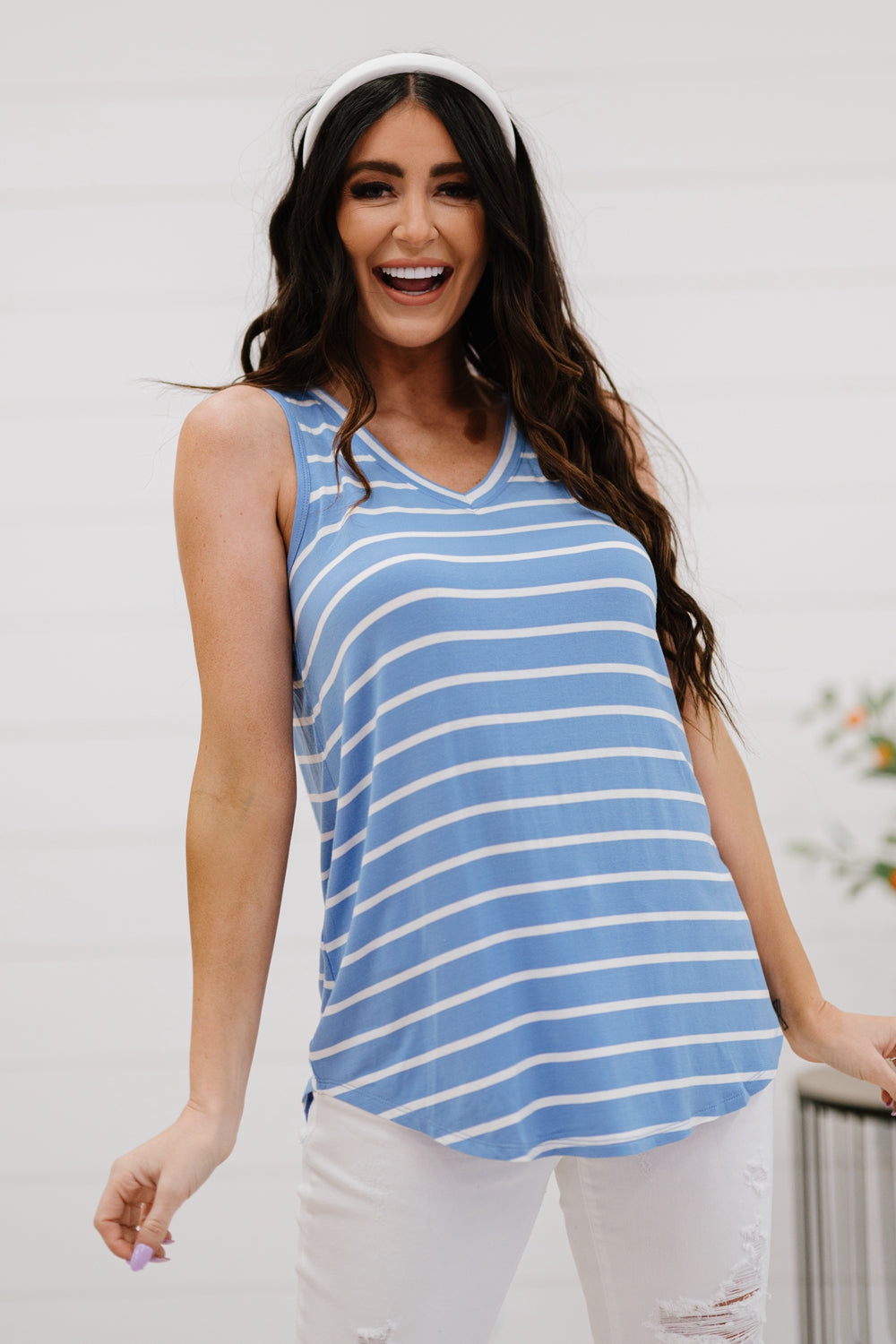 Zenana San Francisco Stroll Full Size Striped Tank