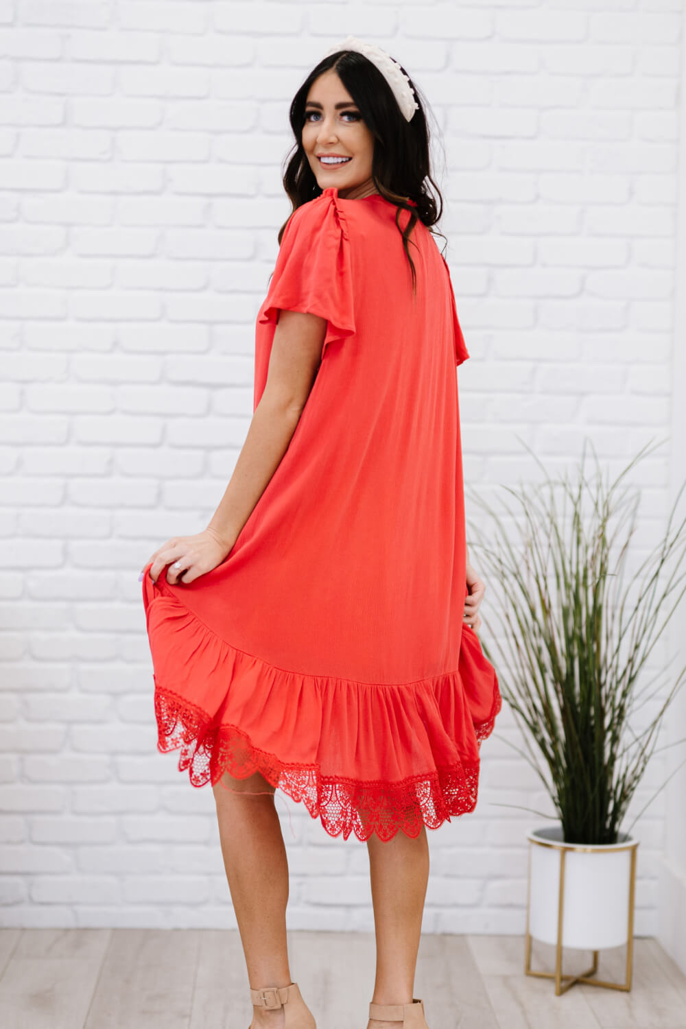 Davi & Dani Fly with Me Full Size Button Down Ruffle Dress