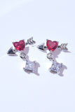 Red Heart Cubic Zirconia Crystal Drop Earrings