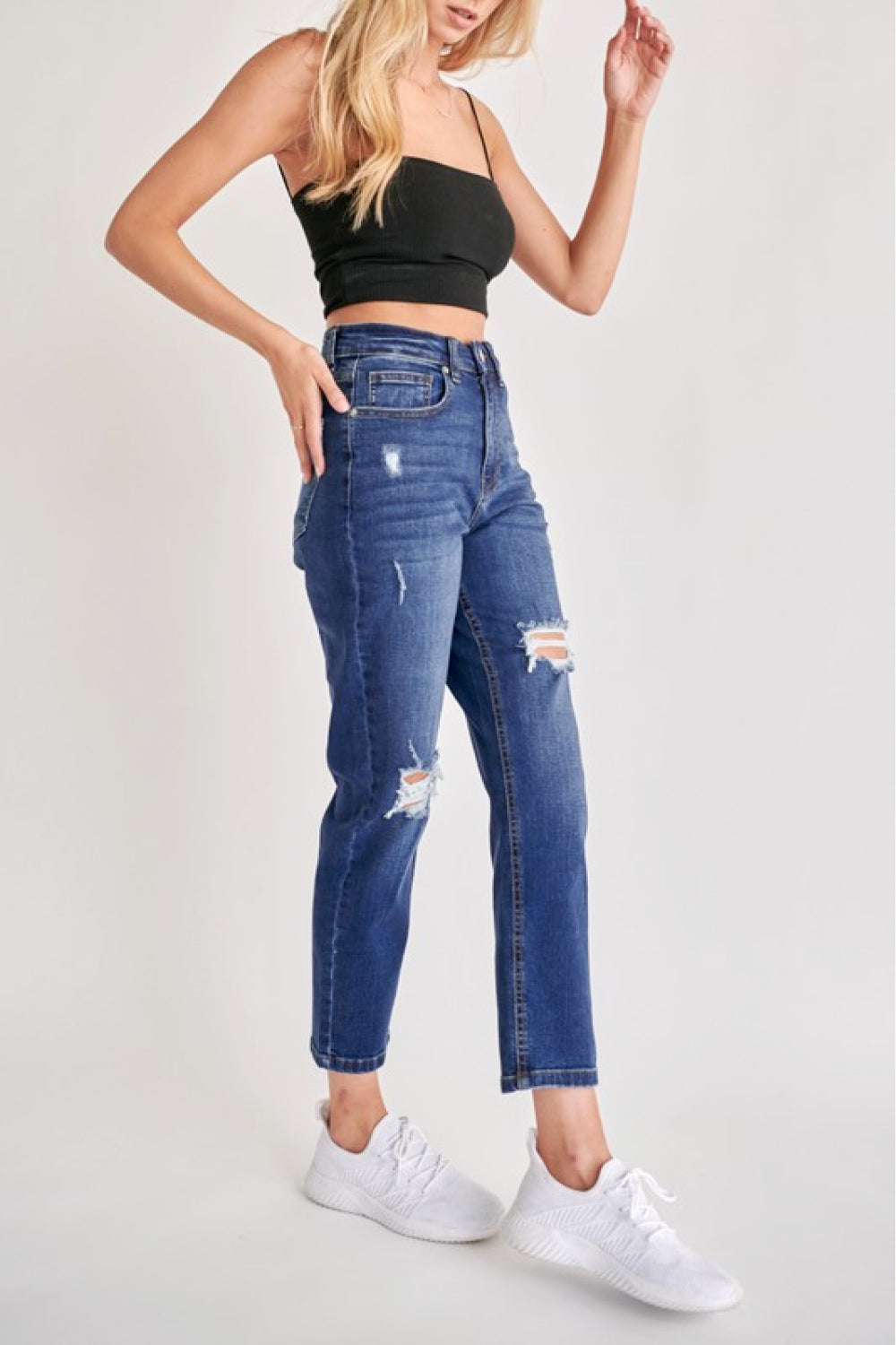 Muselooks High-Rise Distressed Cropped Jeans