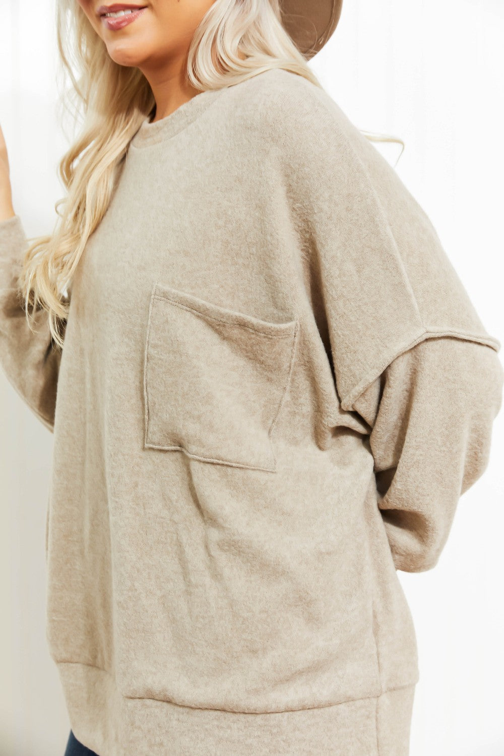 Zenana Home for the Weekend Full Size Brushed Melange Sweater