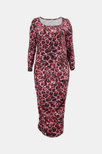 Load image into Gallery viewer, Plus Size Leopard Ruched Maxi Bodycon Dress
