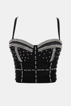 Load image into Gallery viewer, Rhinestone Trim Adjustable Strap Bustier with Boning
