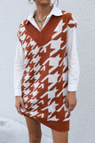 Large Scale Houndstooth Sweater Vest Dress