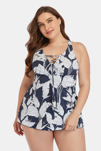 Load image into Gallery viewer, Plus Size Botanical Print Lace-Up Two-Piece Swim Set
