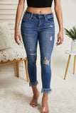 Cello Nicole Full Size Frayed Hem Cropped Jeans