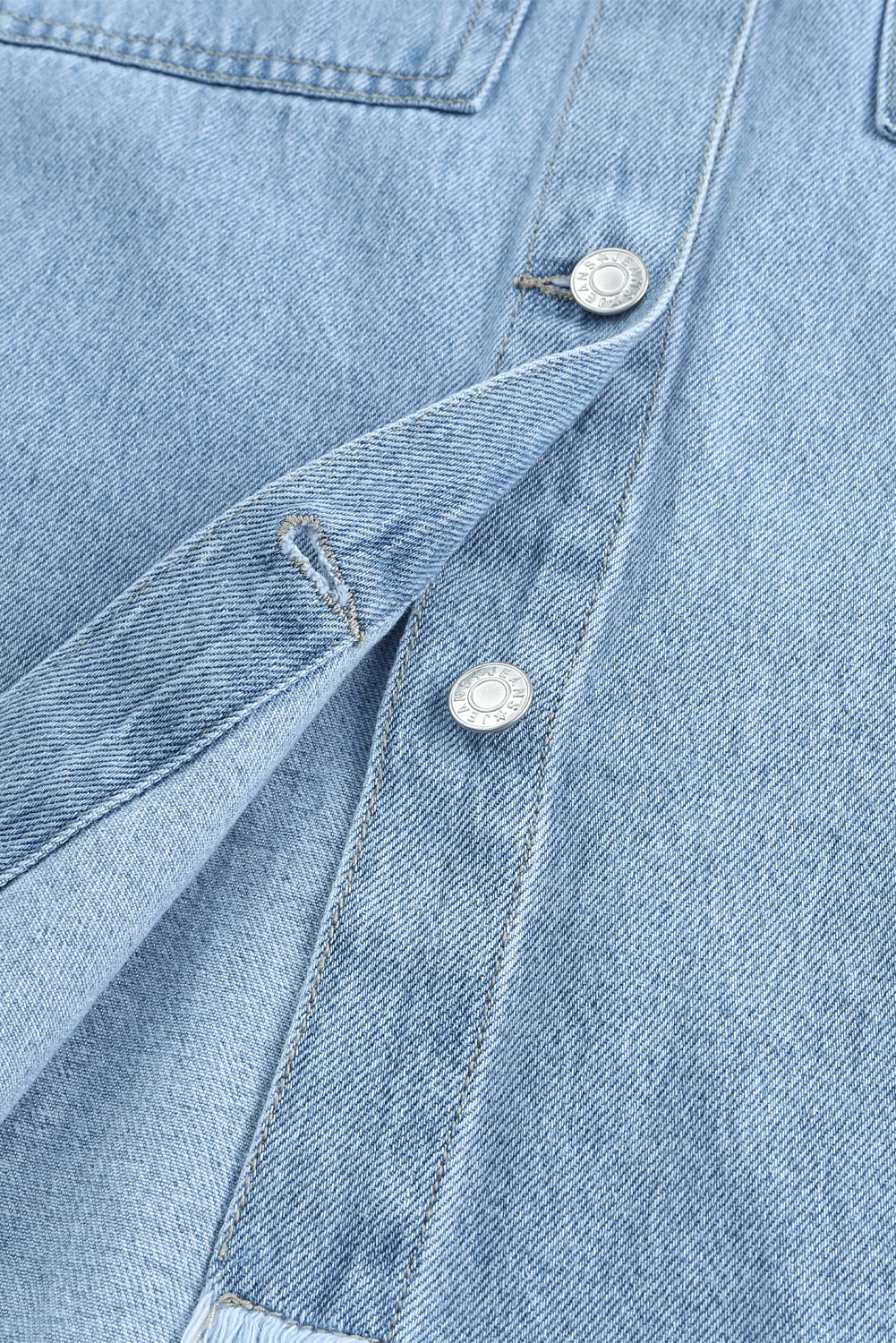 Pearl Detail Frayed Hem Denim Jacket