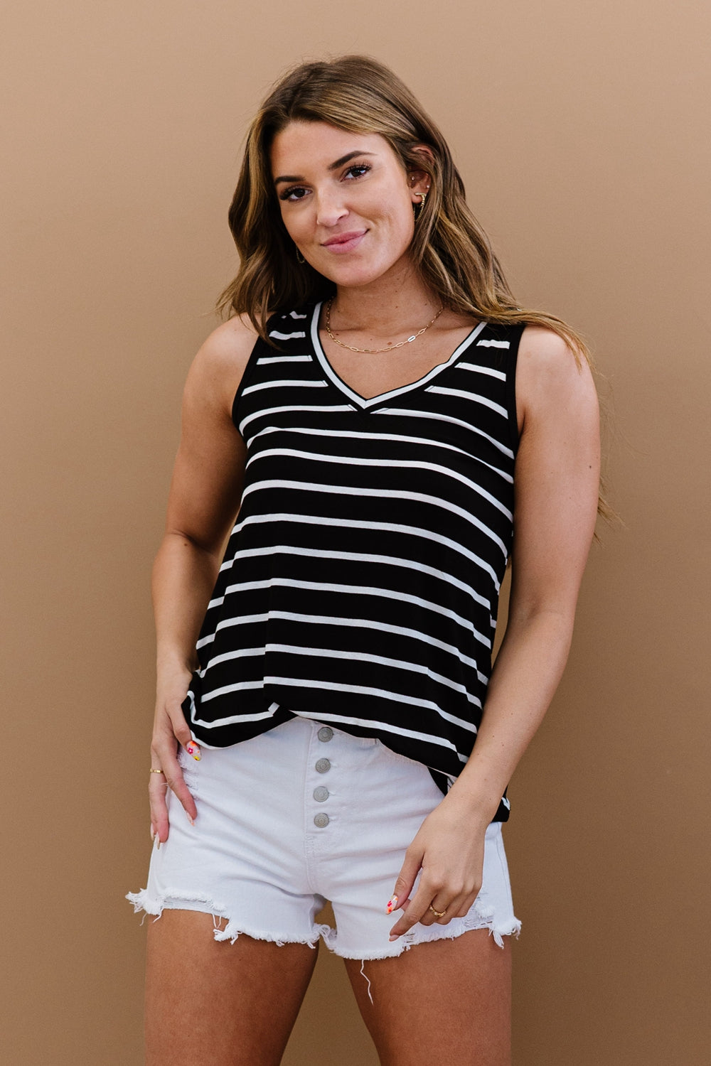 Zenana San Francisco Stroll Full Size Striped Tank