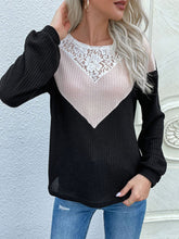 Load image into Gallery viewer, Lace Yoke Waffle Knit Top
