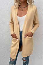 Load image into Gallery viewer, Ribbed Sleeve Longline Cardigan with Pockets
