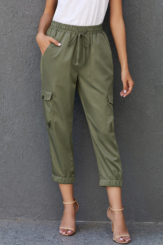 Cargo Pocketed Drawstring Joggers