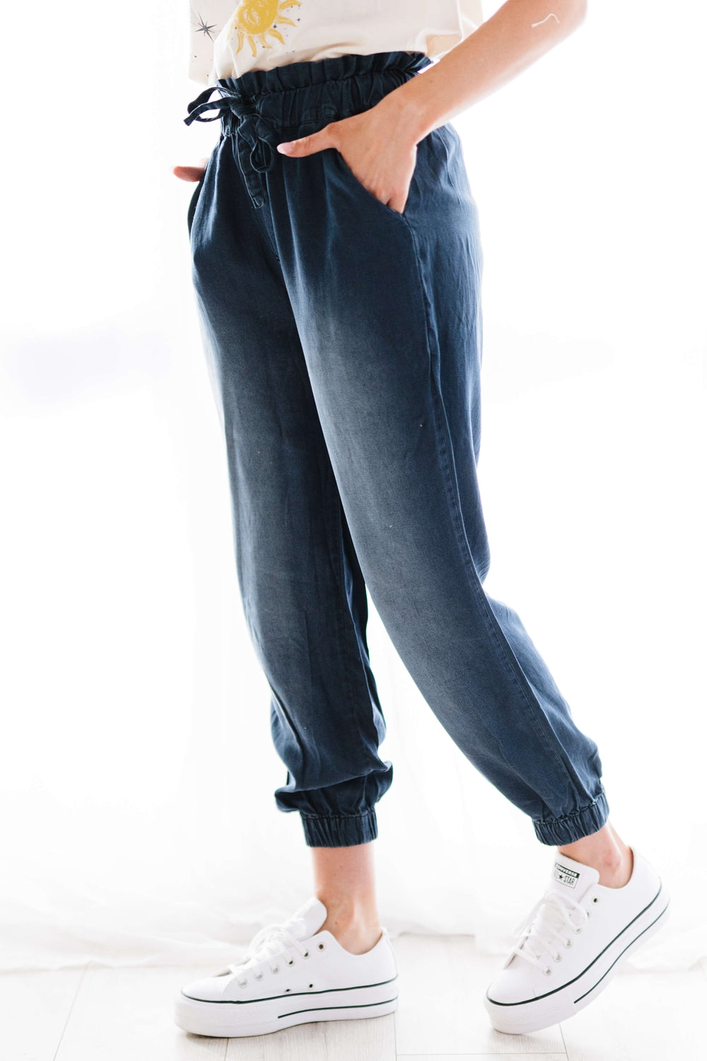 Zenana Me and You Full Size Run Chambray Joggers