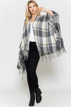 Load image into Gallery viewer, Plaid Open Front Kimono with Fringe
