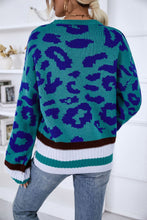 Load image into Gallery viewer, Leopard Striped Round Neck Sweater
