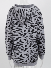 Load image into Gallery viewer, Leopard Drawstring Hooded Sweater
