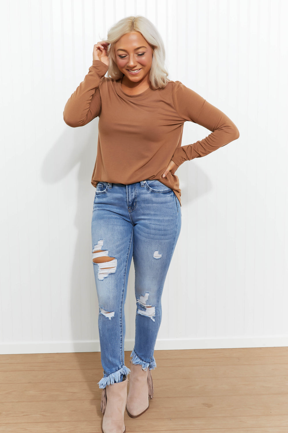 Zenana Saturday Vibes Full Size Long Sleeve Tee