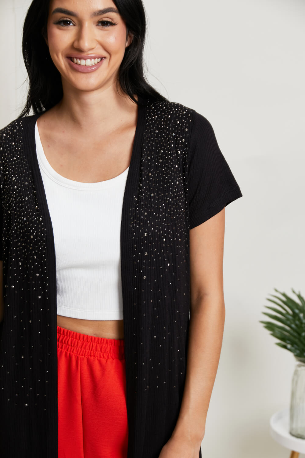 Vocal See You at Eight Full Size Studded Duster Cardigan