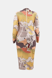 Plus Size Printed Mock Neck Maxi Dress