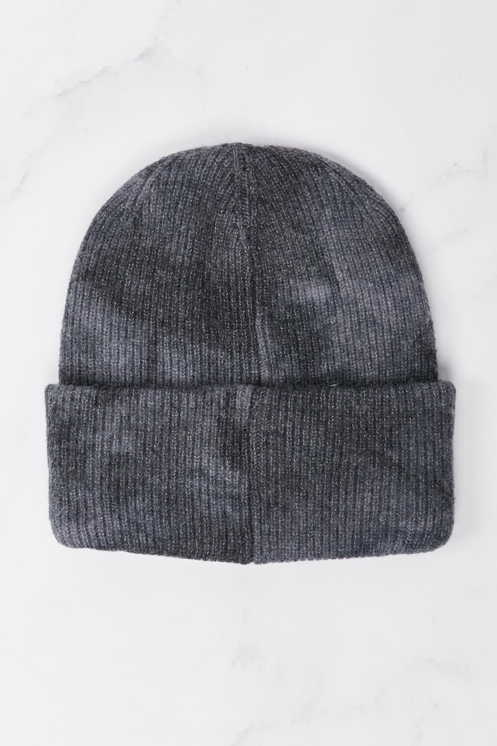 Tie-Dye Rubber Patch Beanie in Gray